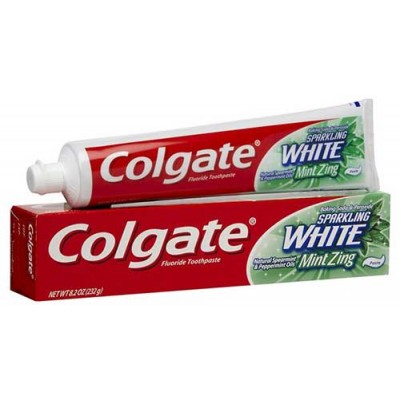 COLGATE SPARKLING WHITE TOOTHPASTE, FLUORIDE, MINT ZING, GEL - 8.2 OZ (PACK OF 6)
